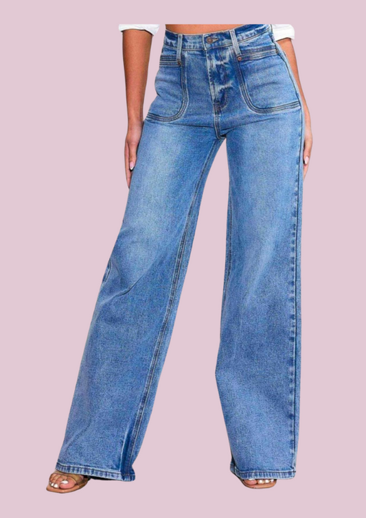 High rise wide leg with confort stretch