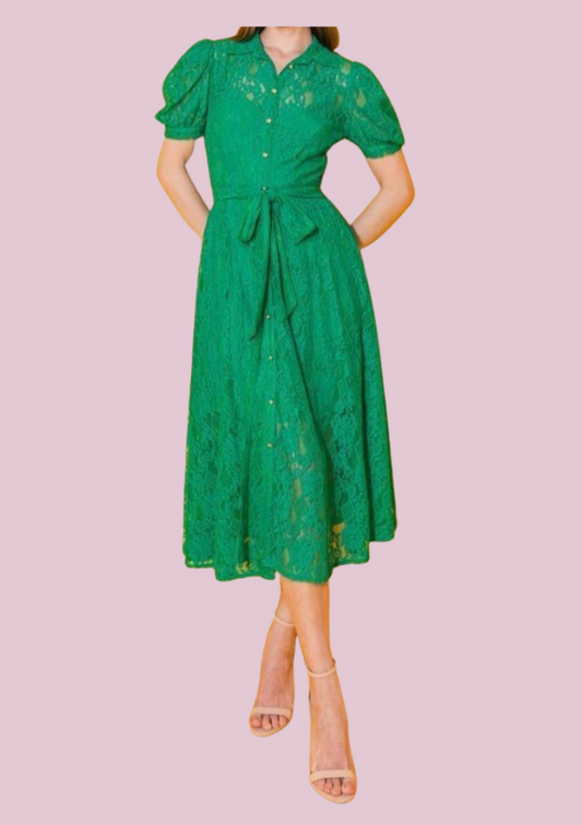 Perla | green lace dress