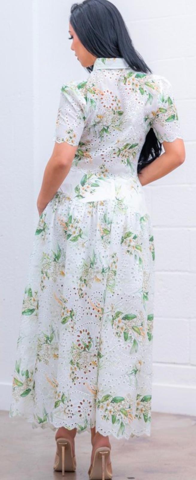 Mia | Eyelet Floral top and Skirt Set