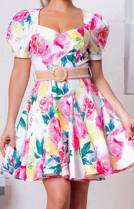 Olivia | Floral dress with belt