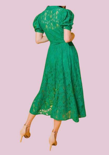 Perla | green lace dress