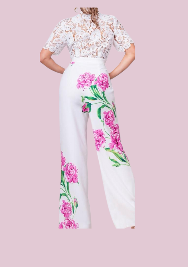 Moet | White lace floral jumpsuit