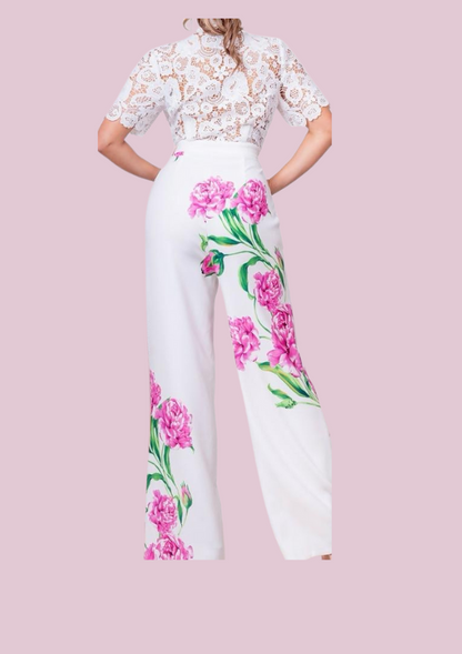 Moet | White lace floral jumpsuit