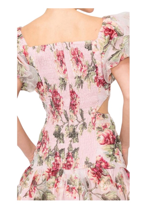 Pia | Cut off on the side floral pink dress